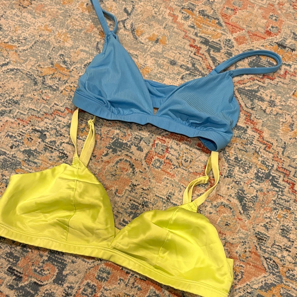 Blue and Yellow Women's Bralette Set